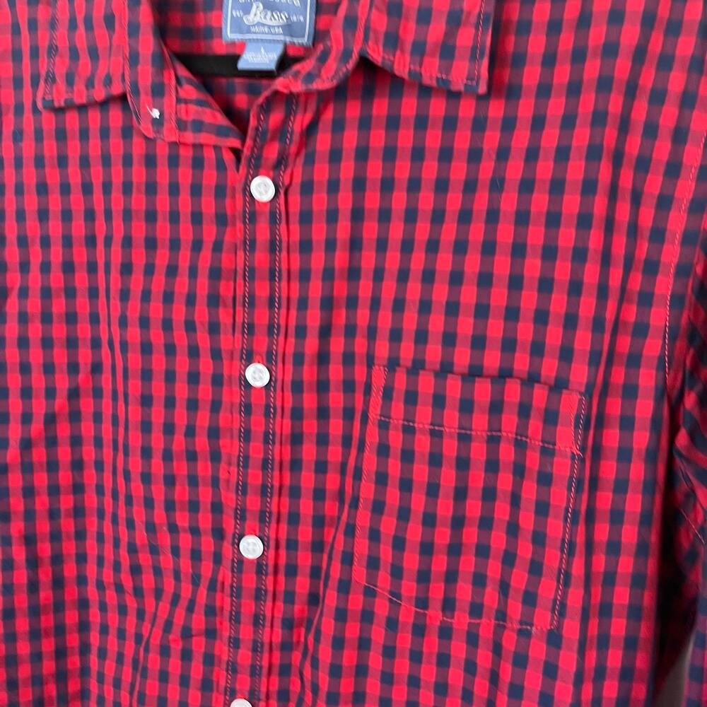 Bass Men's Red Black Buffalo Check Casual Button Down Cotton Shirt Size Large - Picture 2 of 5